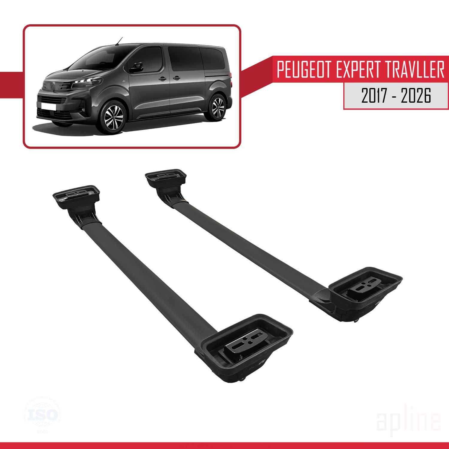 Peugeot Expert Traveller (K0) 2017-2026 Arası ile Uyumlu ACE-3 Model Ara Atkı Tavan Barı Siyah 2 Adet - Görsel 6