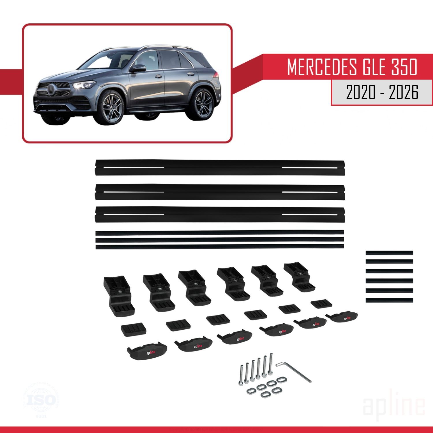 Mercedes GLE Class 4 (W167) 2019-2026 Arası ile uyumlu BASIC Model Ara Atkı Tavan Barı Siyah 3 Adet - Görsel 6