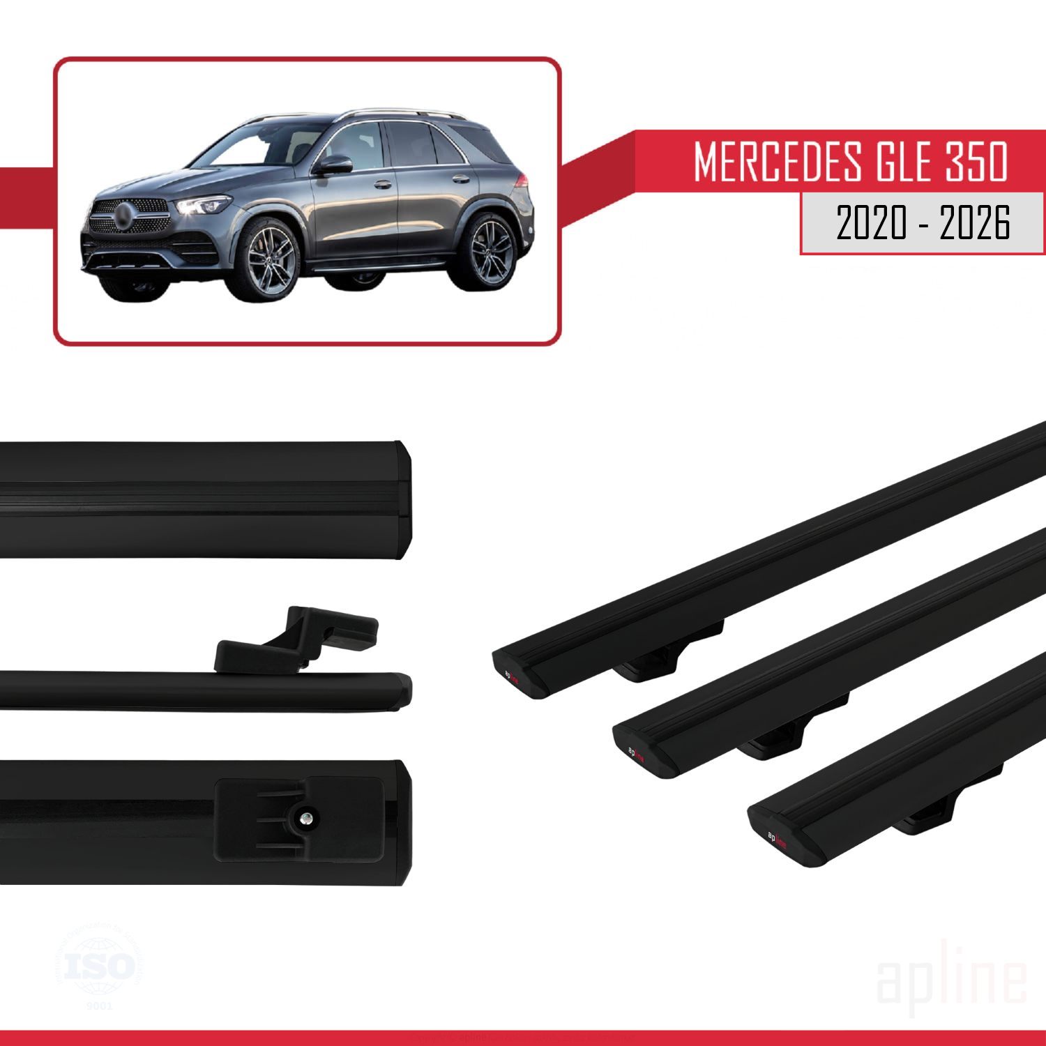 Mercedes GLE Class 4 (W167) 2019-2026 Arası ile uyumlu BASIC Model Ara Atkı Tavan Barı Siyah 3 Adet - Görsel 3
