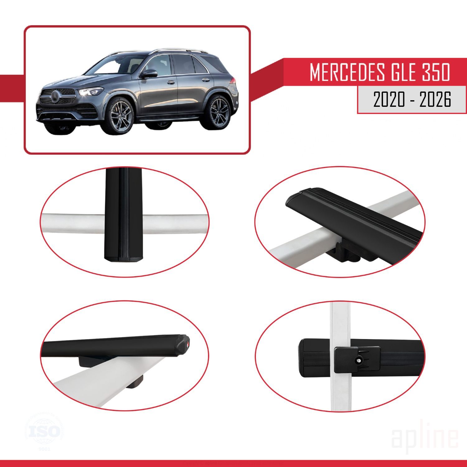 Mercedes GLE Class 4 (W167) 2019-2026 Arası ile uyumlu BASIC Model Ara Atkı Tavan Barı Siyah 3 Adet - Görsel 4