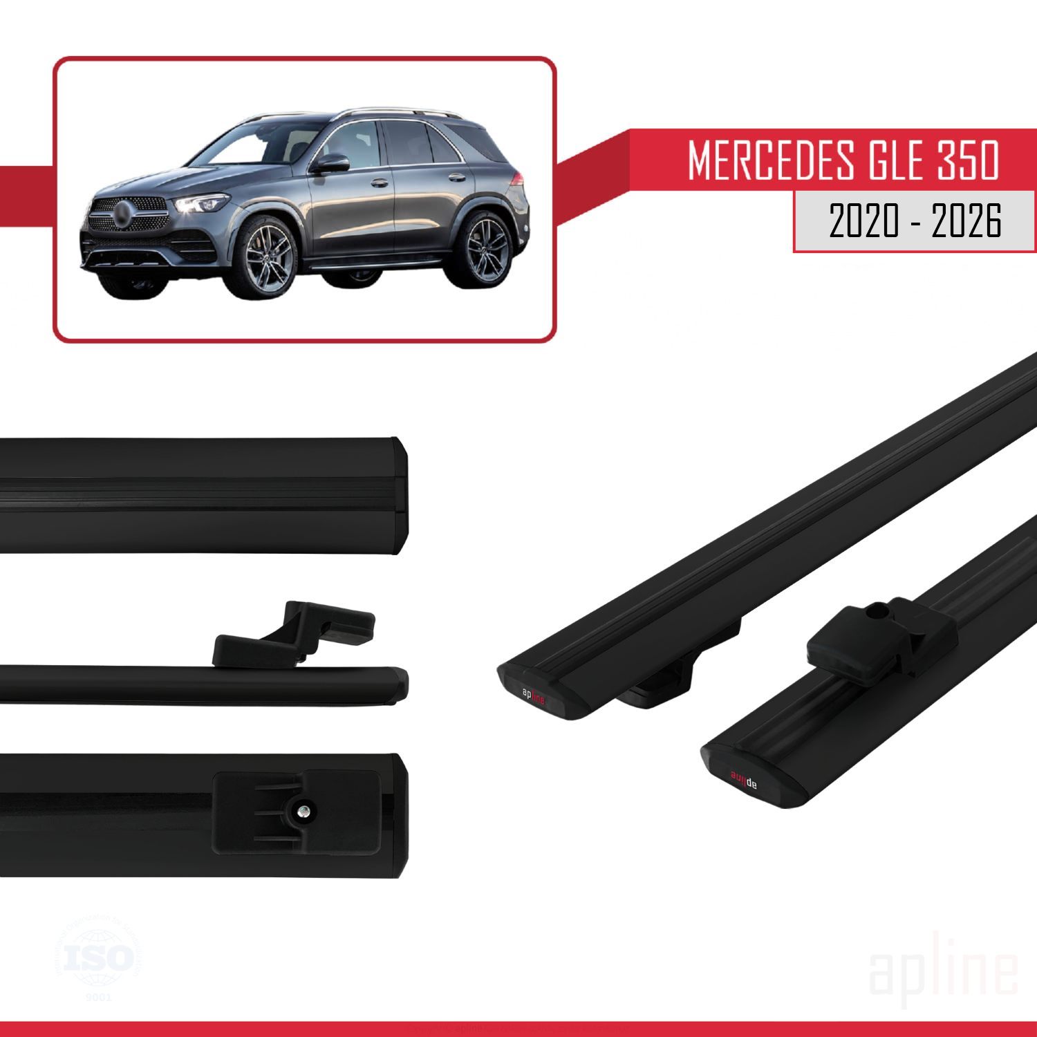 Mercedes GLE Class 4 (W167) 2019-2026 Arası ile uyumlu BASIC Model Ara Atkı Tavan Barı Siyah 2 Adet - Görsel 3