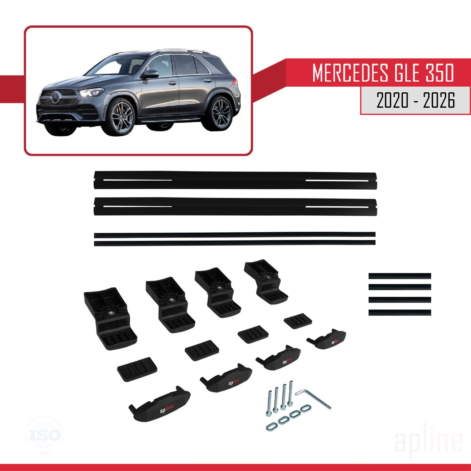 Mercedes GLE Class 4 (W167) 2019-2026 Arası ile uyumlu BASIC Model Ara Atkı Tavan Barı Siyah 2 Adet - Görsel 6