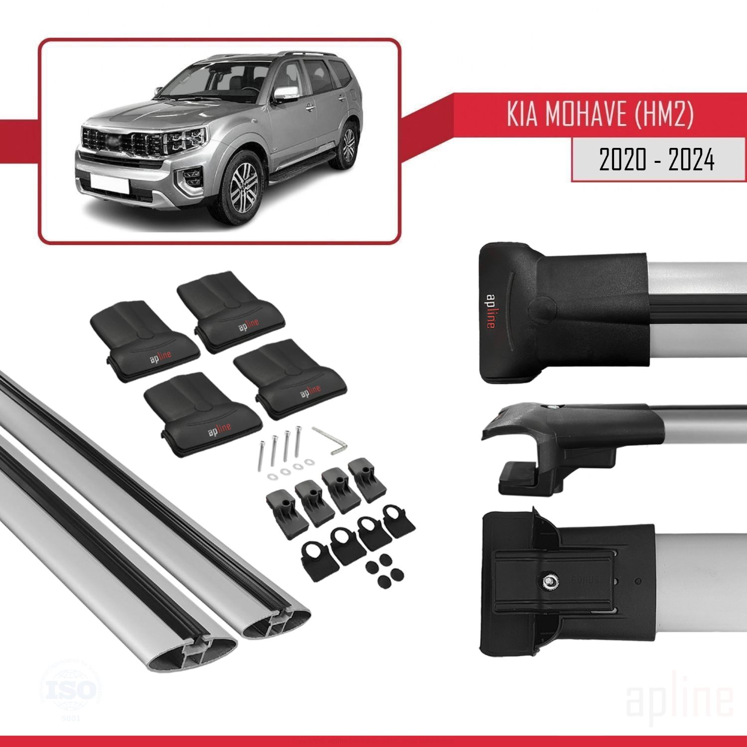 Kia Mohave 2 (HM2) 2020-2024 Arası ile Uyumlu FLY Model Ara Atkı Tavan Barı Gri 2 Adet - Görsel 4