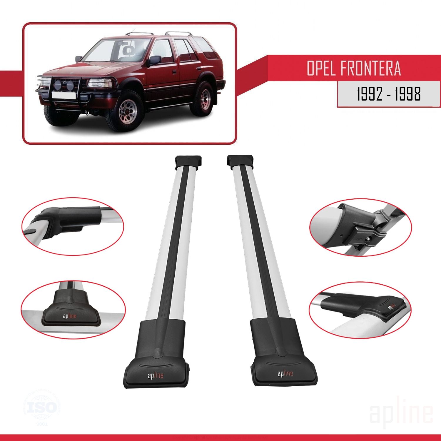 Opel Frontera 1992-1998 Arası ile Uyumlu FLY Model Ara Atkı Tavan Barı Gri 2 Adet - Görsel 3