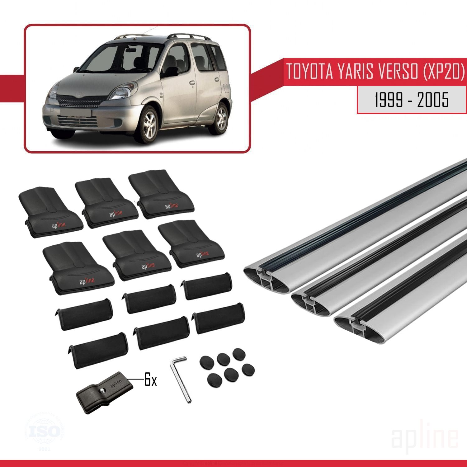 Toyota Yaris Verso (XP20) 1999-2005 Arası ile Uyumlu FLY Model Ara Atkı Tavan Barı Gri 3 Adet - Görsel 4