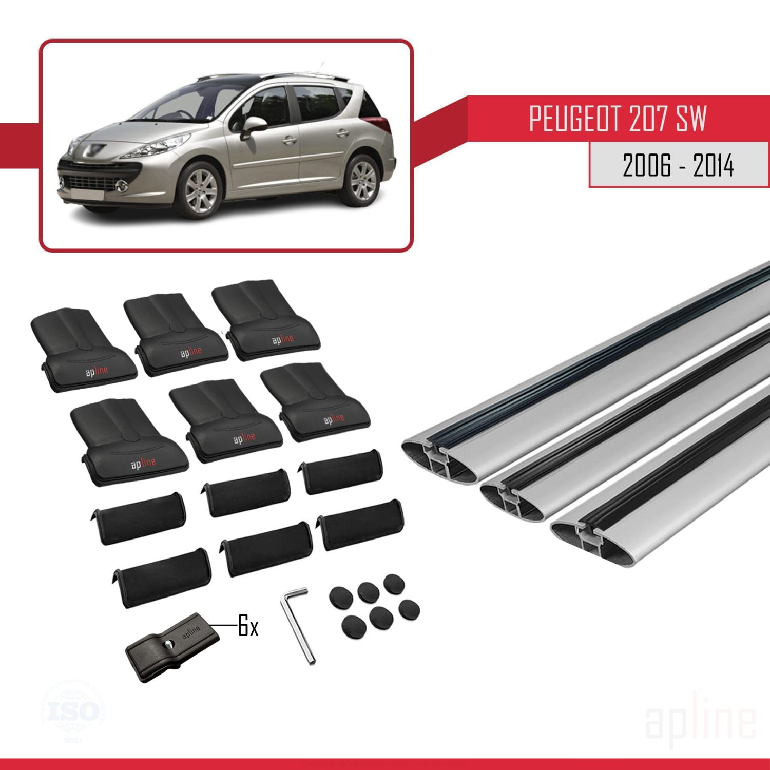 Peugeot 207 SW 2006-2014 Arası ile Uyumlu FLY Model Ara Atkı Tavan Barı Gri 3 Adet - Görsel 4