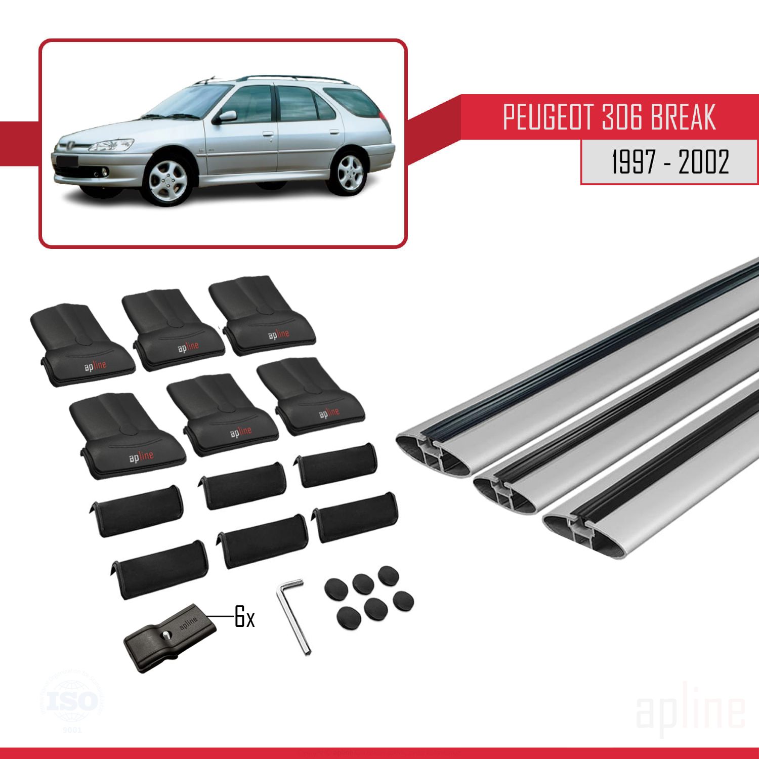 Peugeot 306 SW 1997-2002 Arası ile Uyumlu FLY Model Ara Atkı Tavan Barı Gri 3 Adet - Görsel 4