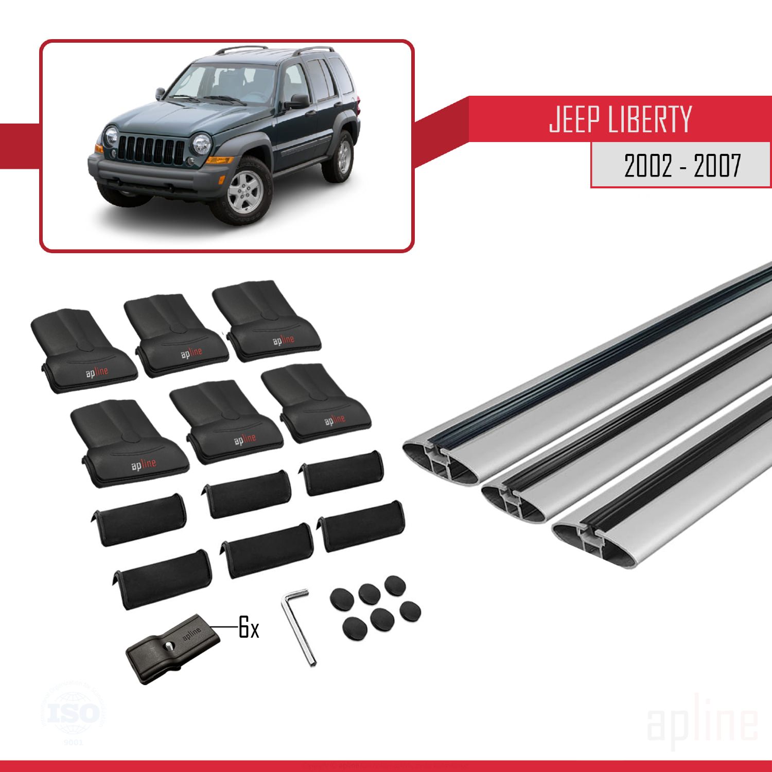 Jeep Liberty (KJ) 2002-2007 Arası ile Uyumlu FLY Model Ara Atkı Tavan Barı Gri 3 Adet - Görsel 4