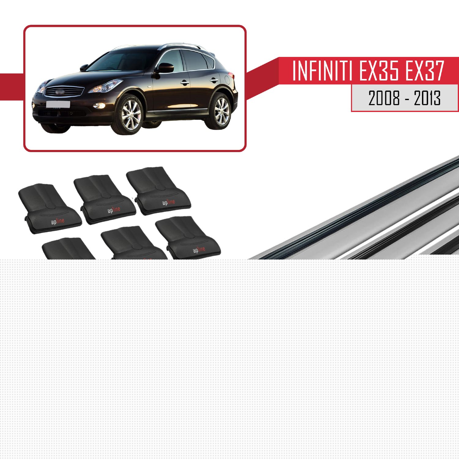 Infiniti EX35 EX37 (J50) 2007-2013 Arası ile Uyumlu FLY Model Ara Atkı Tavan Barı Gri 3 Adet - Görsel 4