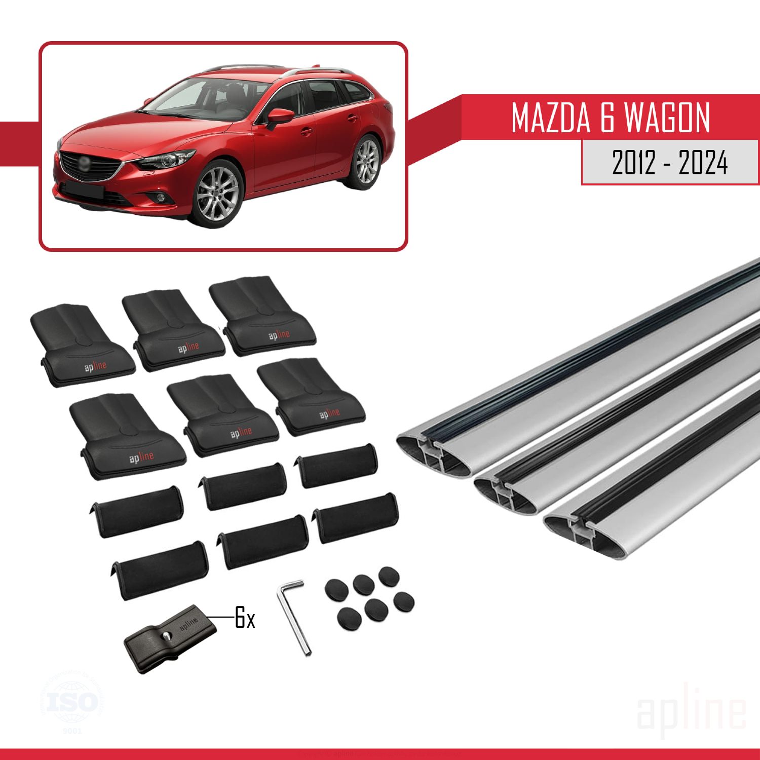 Mazda 6 (GJ1/GL) Wagon 2012-2025 Arası ile Uyumlu FLY Model Ara Atkı Tavan Barı Gri 3 Adet - Görsel 4