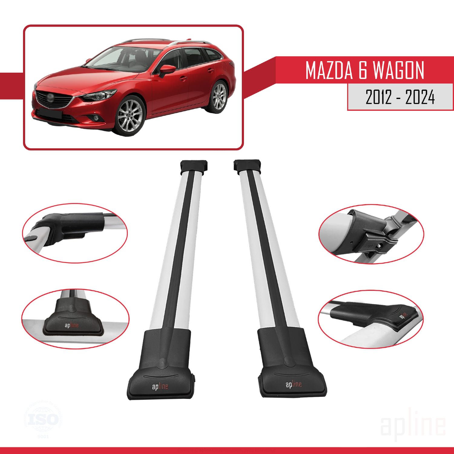 Mazda 6 (GJ1/GL) Wagon 2012-2025 Arası ile Uyumlu FLY Model Ara Atkı Tavan Barı Gri 2 Adet - Görsel 3