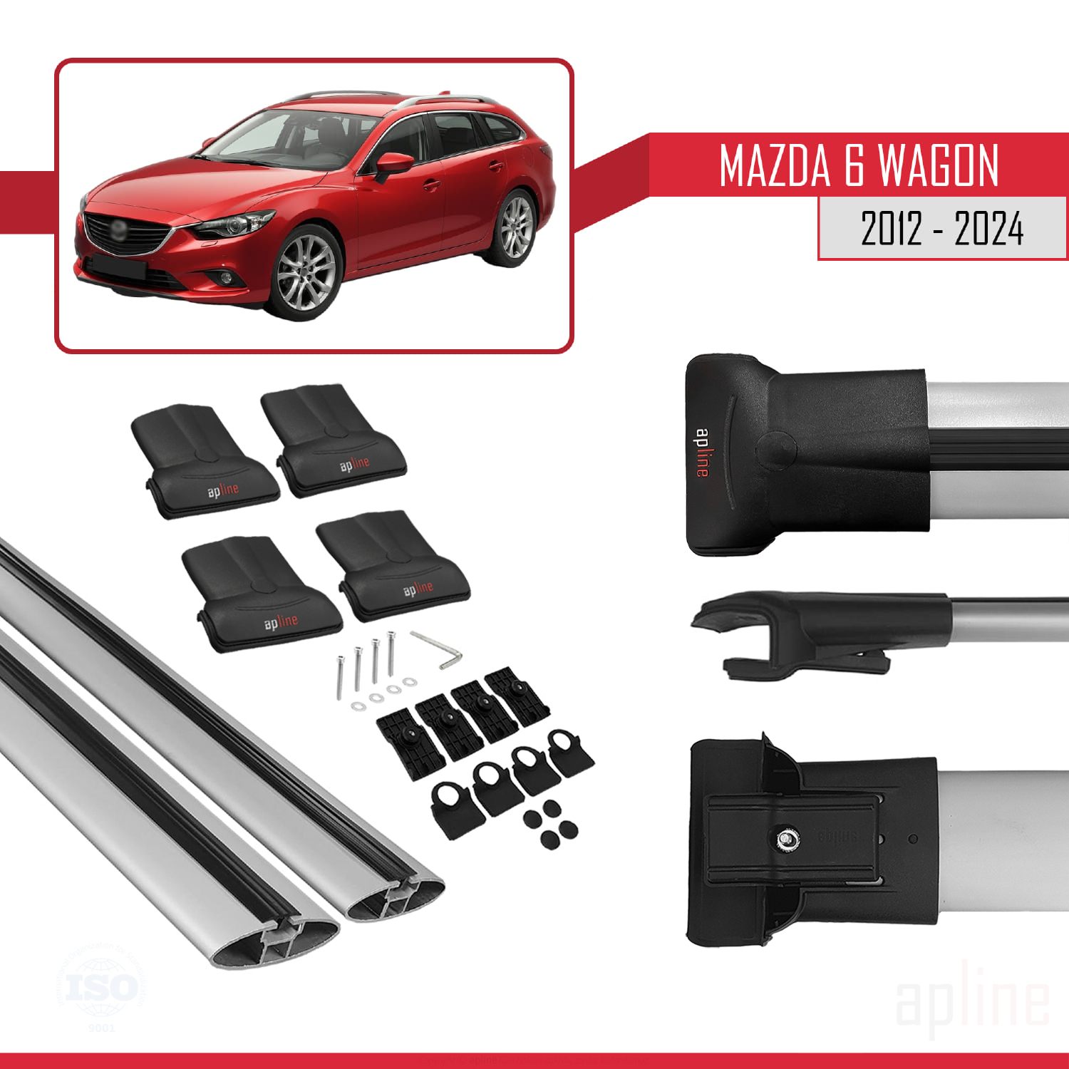 Mazda 6 (GJ1/GL) Wagon 2012-2025 Arası ile Uyumlu FLY Model Ara Atkı Tavan Barı Gri 2 Adet - Görsel 4