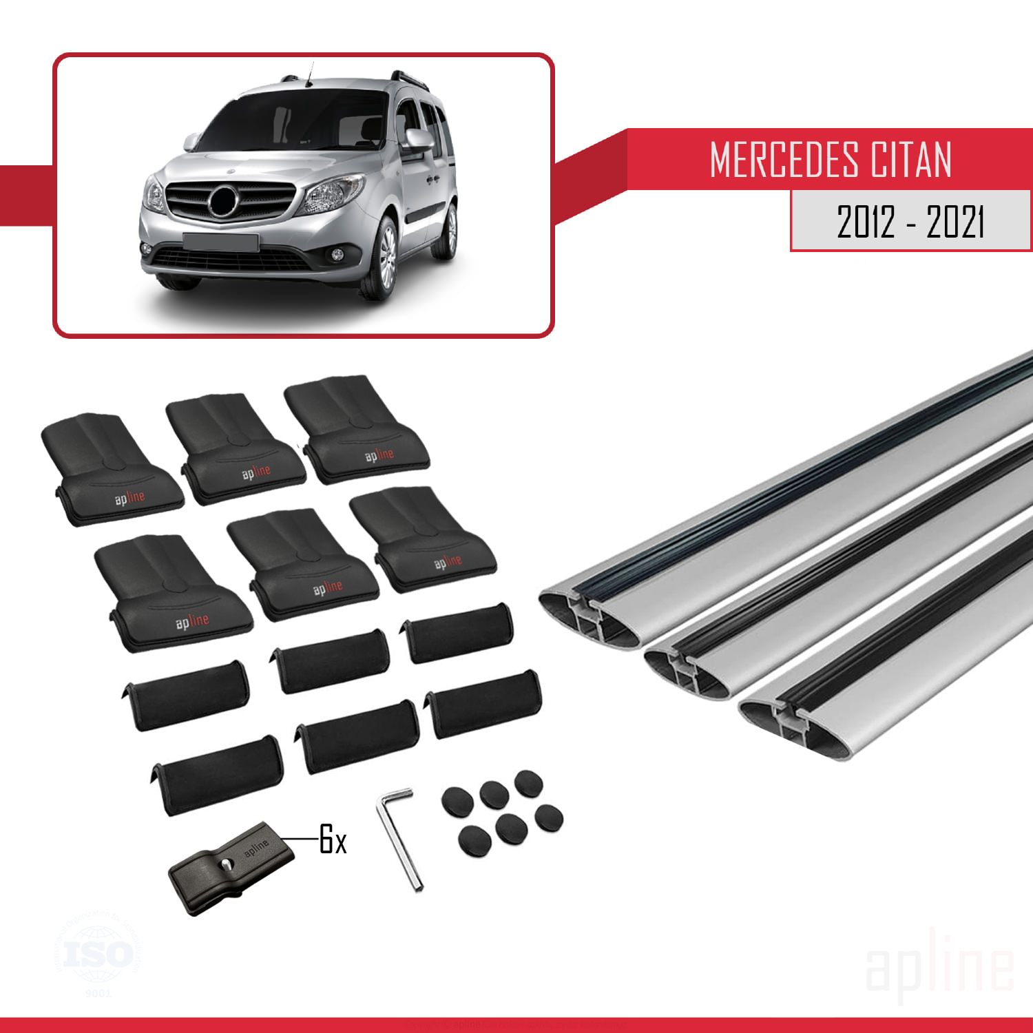 Mercedes Citan (W415) 2012-2021 Arası ile Uyumlu FLY Model Ara Atkı Tavan Barı Gri 3 Adet - Görsel 4
