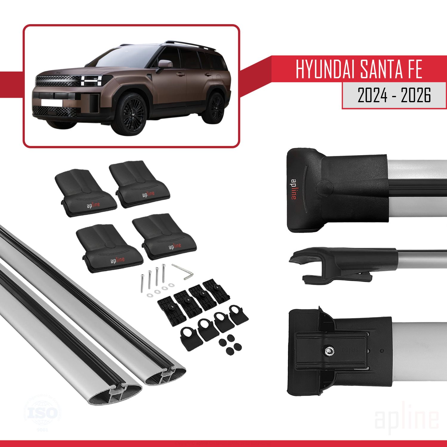 Hyundai Santa Fe (MX5) 2024-2026 Arası ile Uyumlu FLY Model Ara Atkı Tavan Barı Gri 2 Adet - Görsel 4