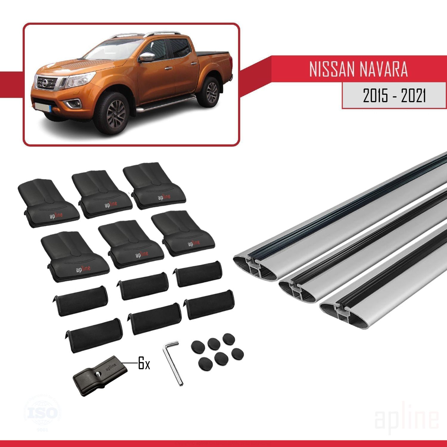 Nissan Navara (D23) 2015-2021 Arası ile Uyumlu FLY Model Ara Atkı Tavan Barı Gri 3 Adet - Görsel 4