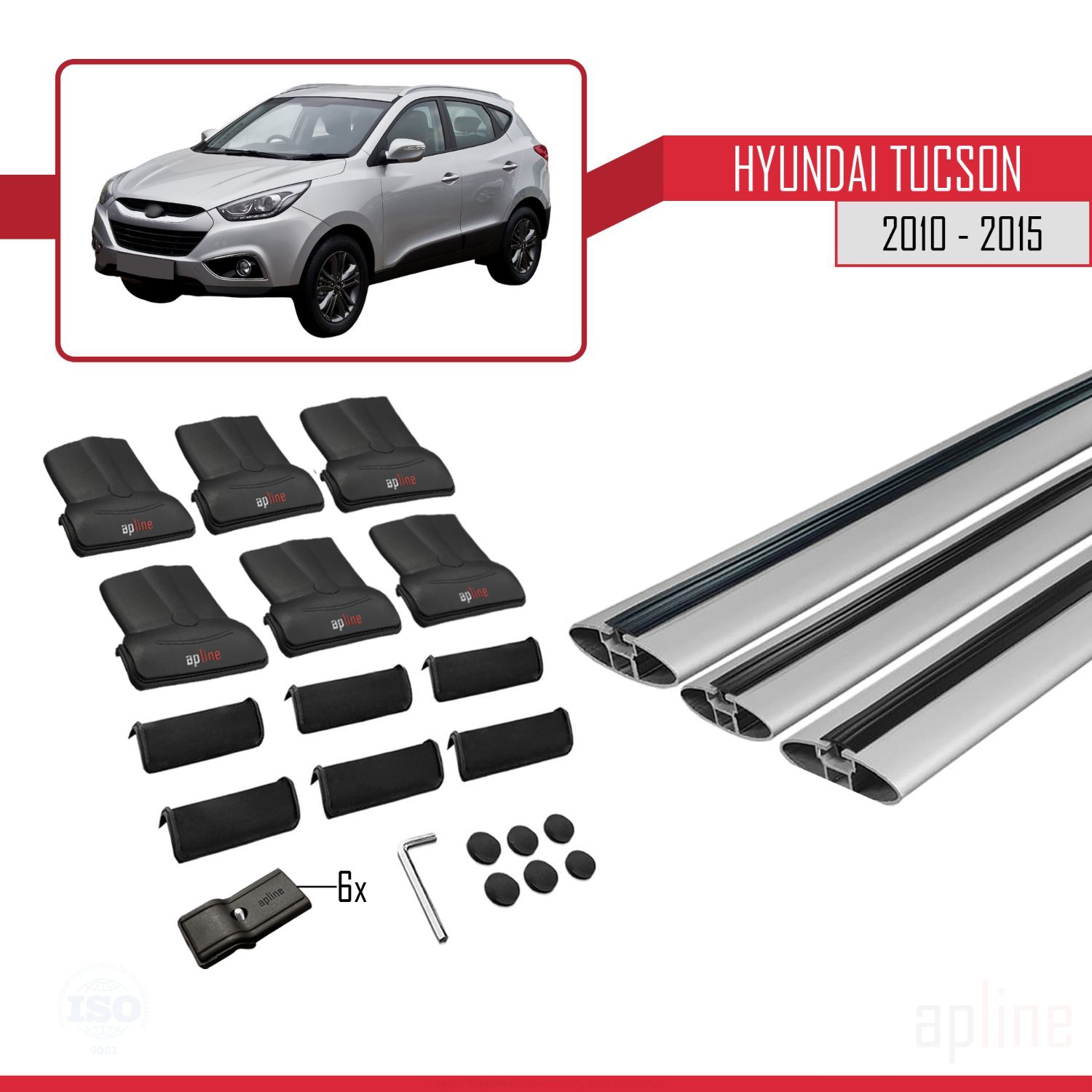 Hyundai Tucson (LM) 2010-2015 Arası ile Uyumlu FLY Model Ara Atkı Tavan Barı Gri 3 Adet - Görsel 4