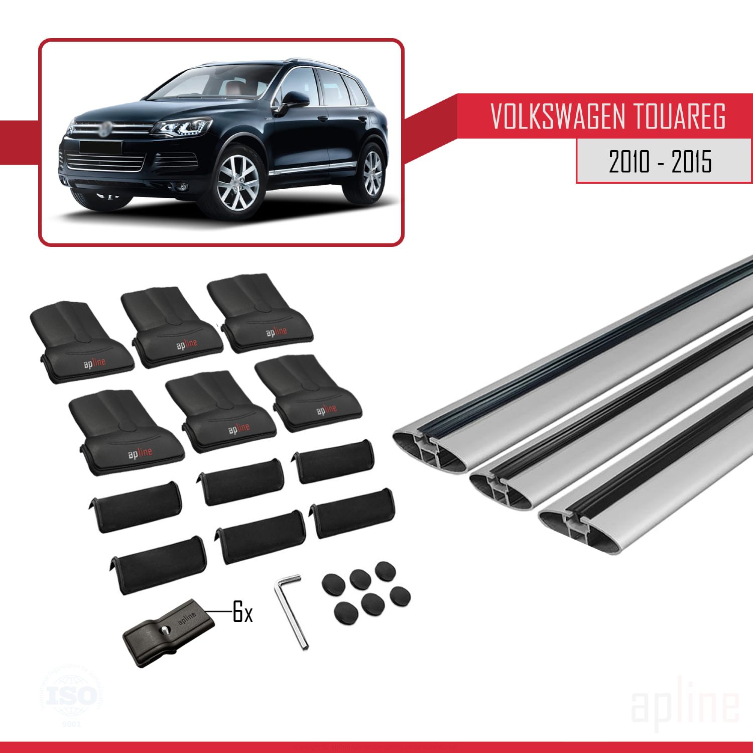 Volkswagen Touareg 2 (7P) 2010-2018 Arası ile Uyumlu FLY Model Ara Atkı Tavan Barı Gri 3 Adet - Görsel 4