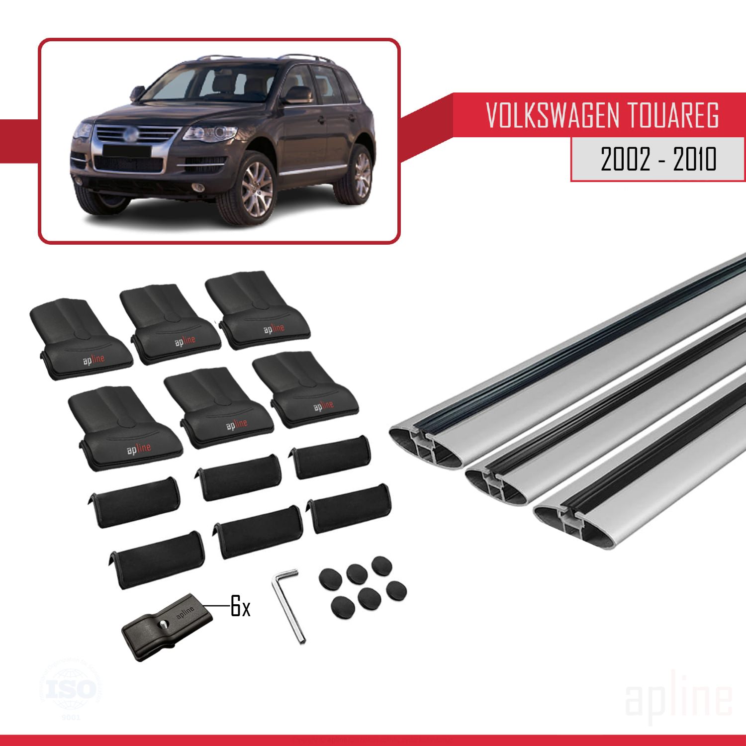 Volkswagen Touareg (7L) 2002-2010 Arası ile Uyumlu FLY Model Ara Atkı Tavan Barı Gri 3 Adet - Görsel 4