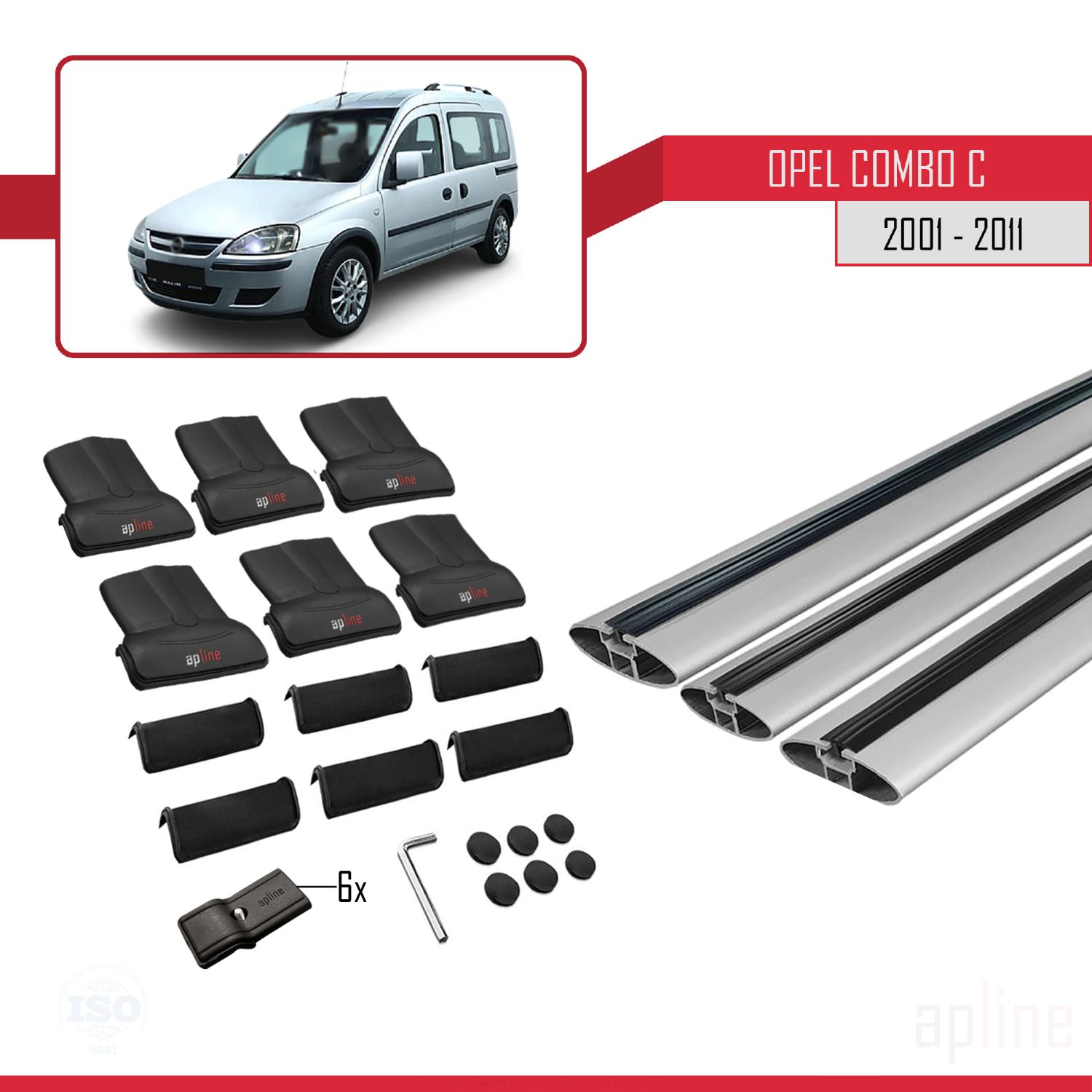 Opel Combo C 2001-2011 Arası ile Uyumlu FLY Model Ara Atkı Tavan Barı Gri 3 Adet - Görsel 4