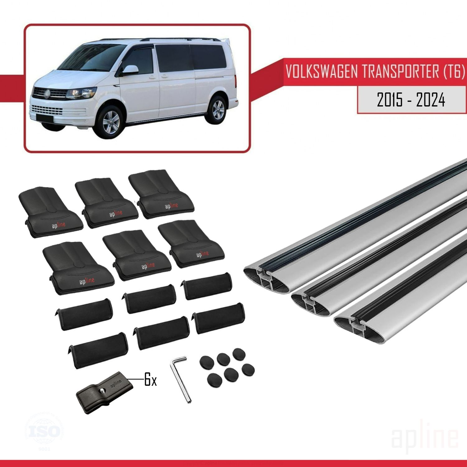 Volkswagen Transporter (T6) 2015-2024 Arası ile Uyumlu FLY Model Ara Atkı Tavan Barı Gri 3 Adet - Görsel 4