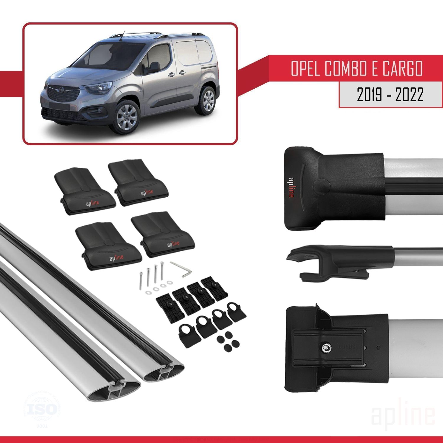 Opel Combo E Life (K9) 2019-2022 Arası ile Uyumlu FLY Model Ara Atkı Tavan Barı Gri 2 Adet - Görsel 4