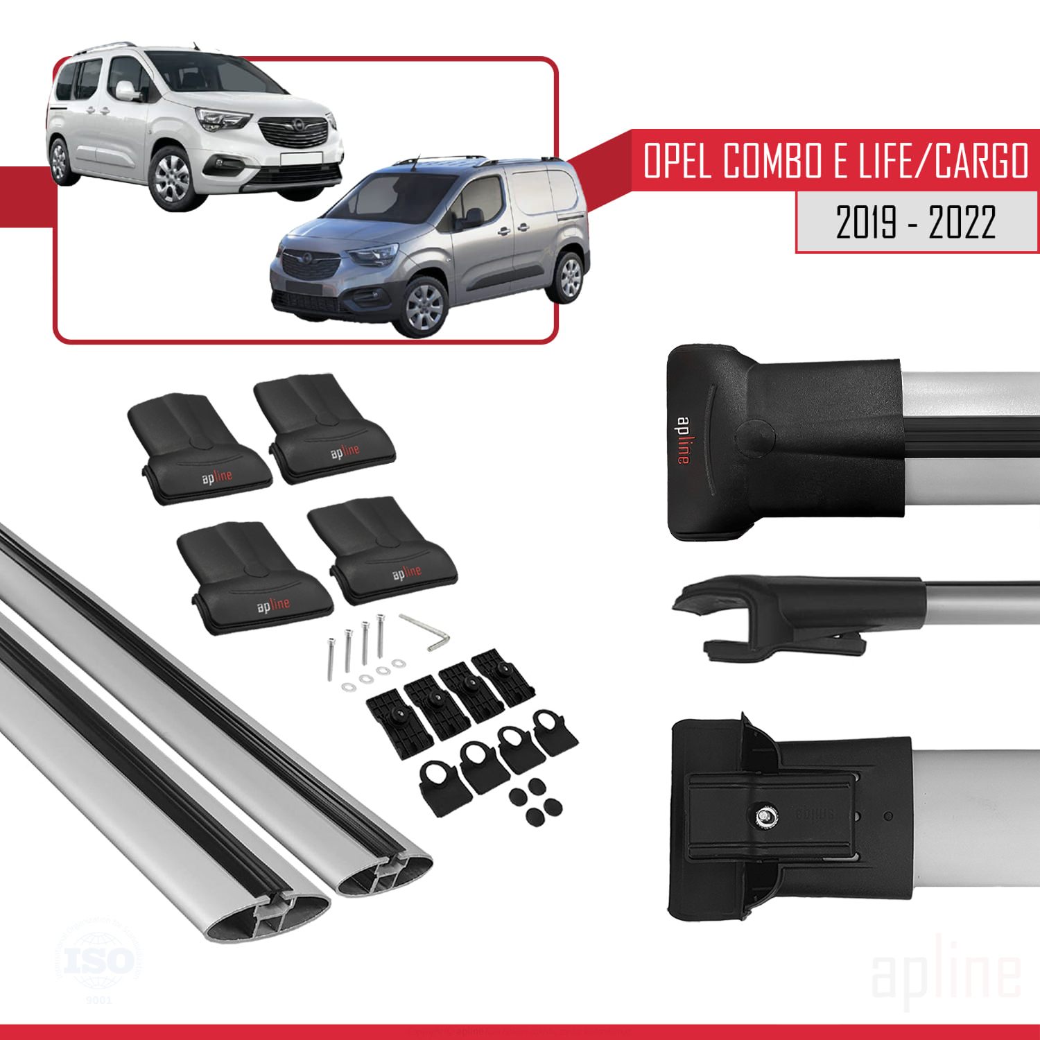 Opel Combo E (K9) 2019-2022 Arası ile Uyumlu FLY Model Ara Atkı Tavan Barı Gri 2 Adet - Görsel 4
