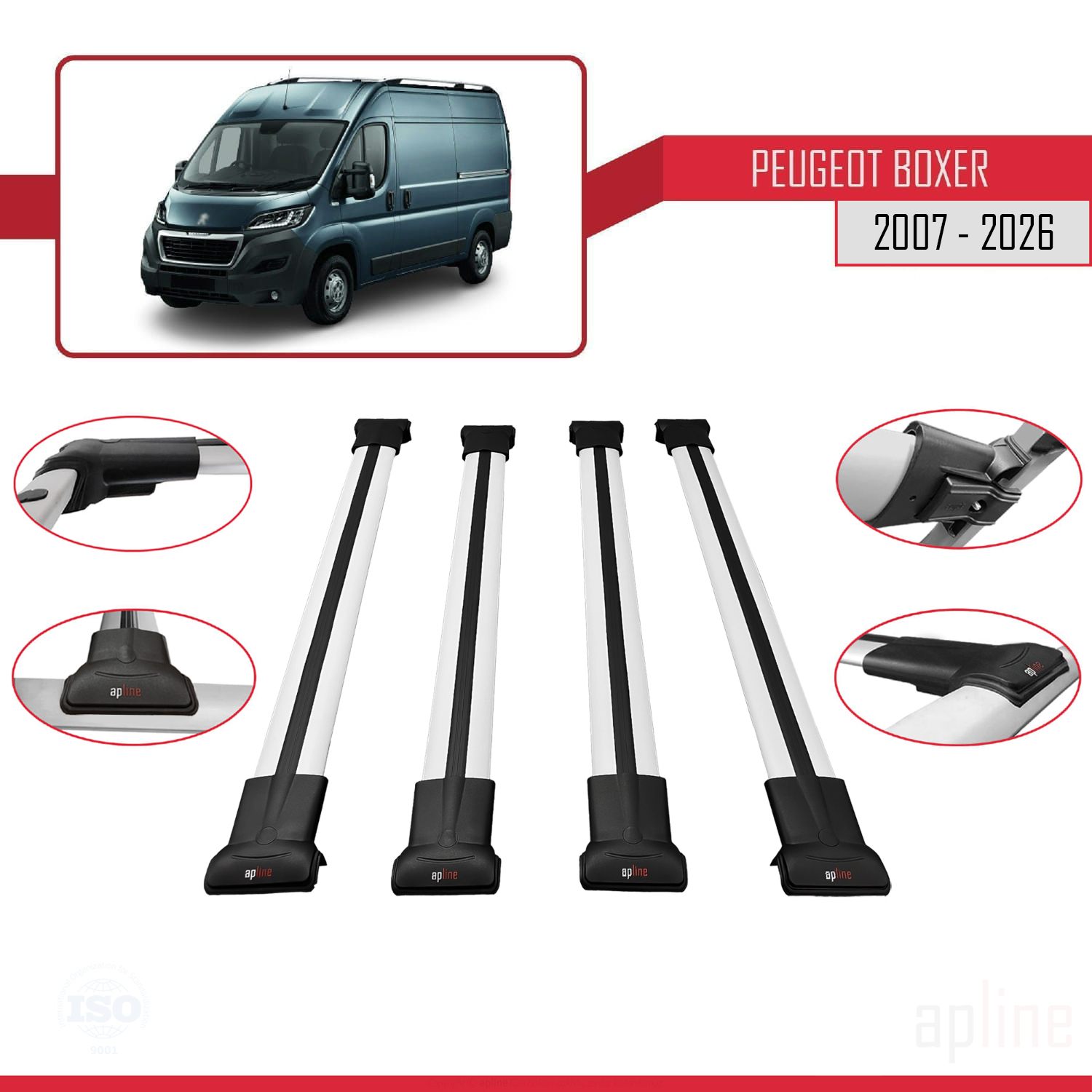 Peugeot Boxer 2 (250) 2007-2026 Arası ile Uyumlu FLY Model Ara Atkı Tavan Barı Gri 4 Adet - Görsel 3
