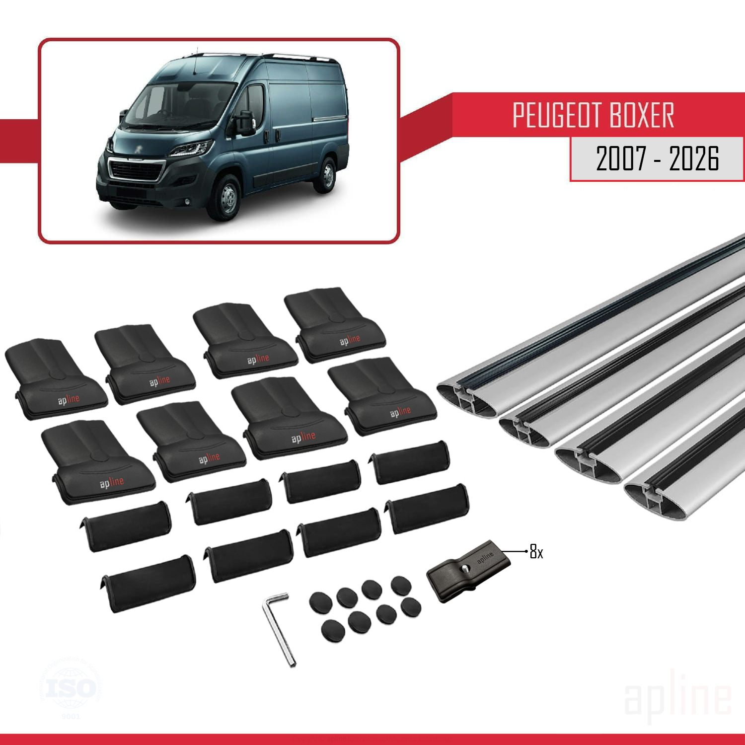 Peugeot Boxer 2 (250) 2007-2026 Arası ile Uyumlu FLY Model Ara Atkı Tavan Barı Gri 4 Adet - Görsel 4