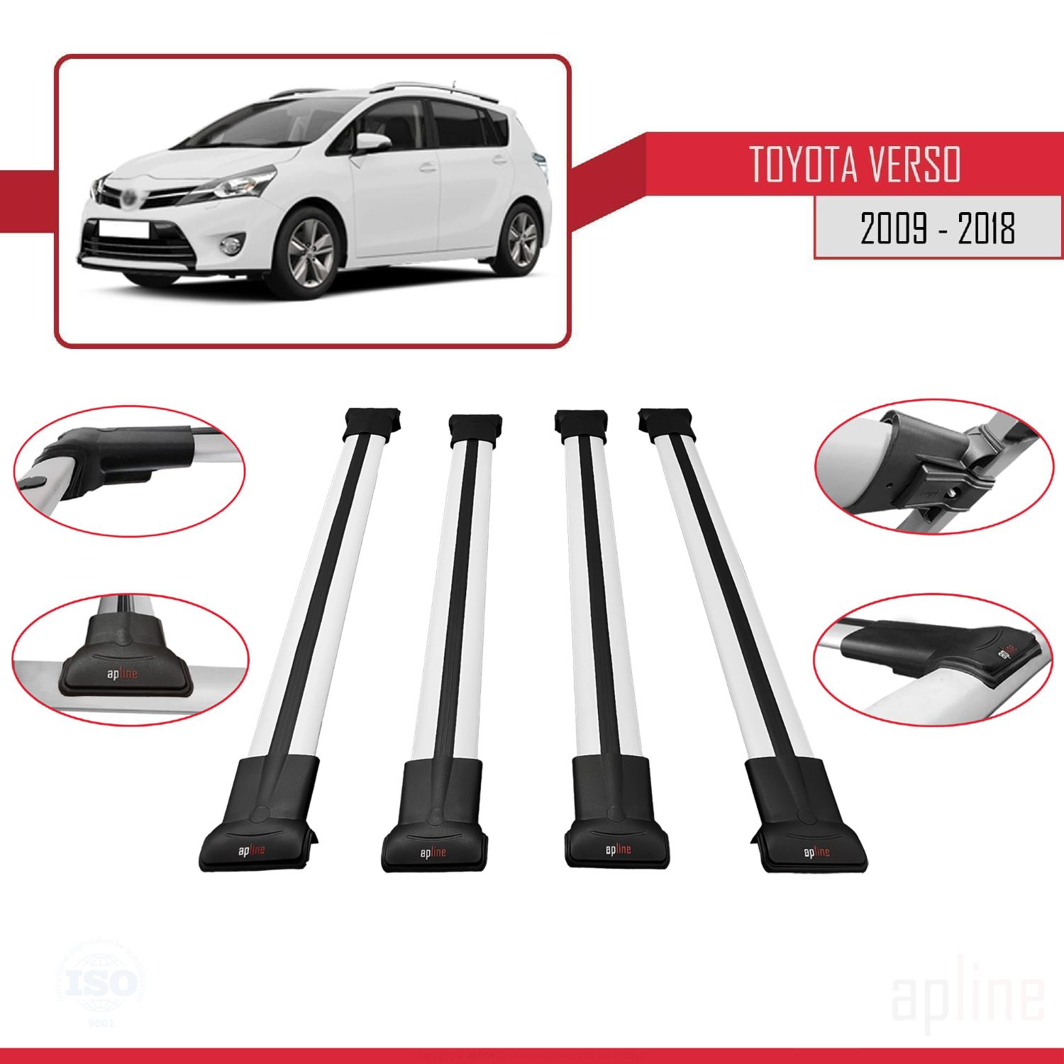 Toyota Verso (AR20) 2009-2018 Arası ile Uyumlu FLY Model Ara Atkı Tavan Barı Gri 4 Adet - Görsel 3