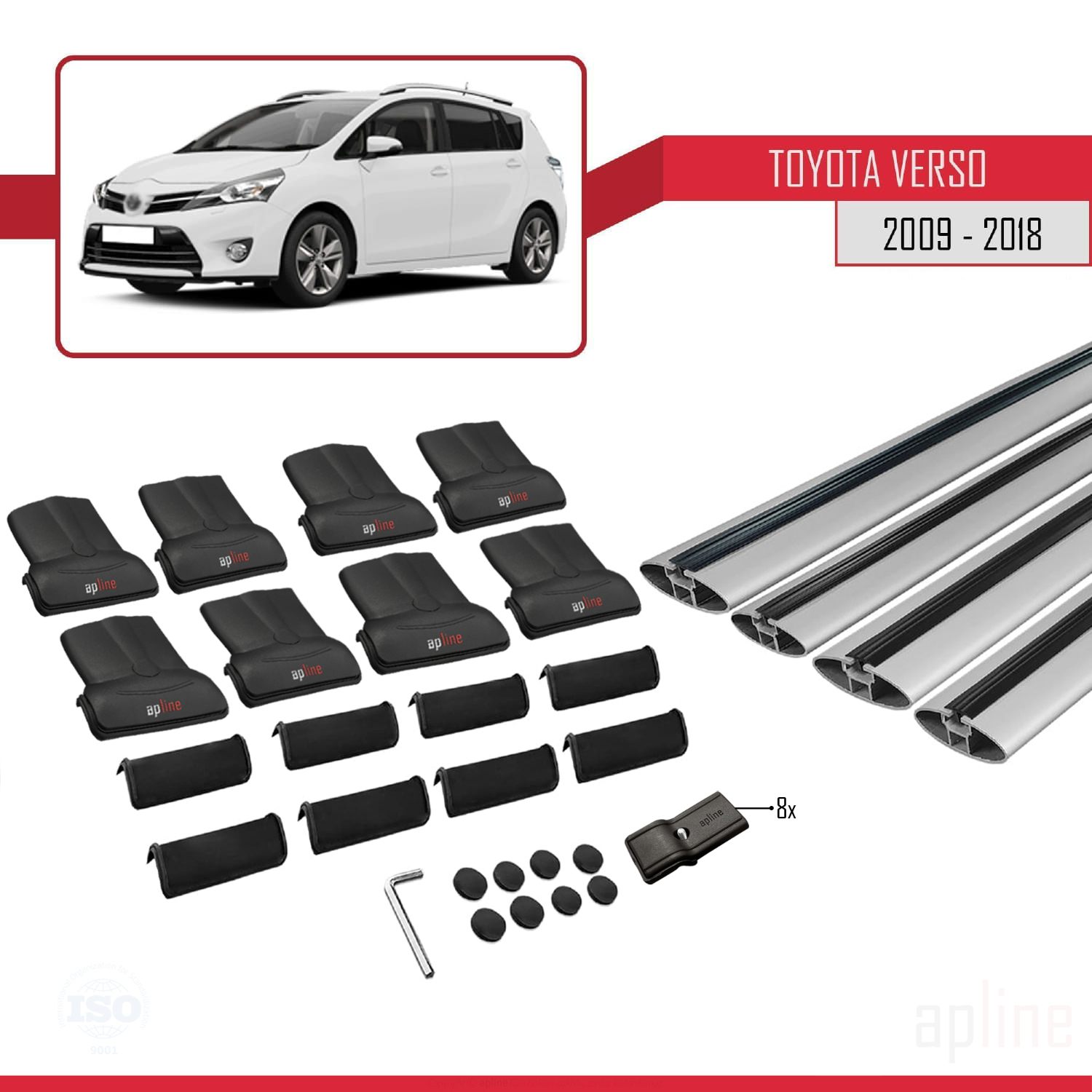 Toyota Verso (AR20) 2009-2018 Arası ile Uyumlu FLY Model Ara Atkı Tavan Barı Gri 4 Adet - Görsel 4