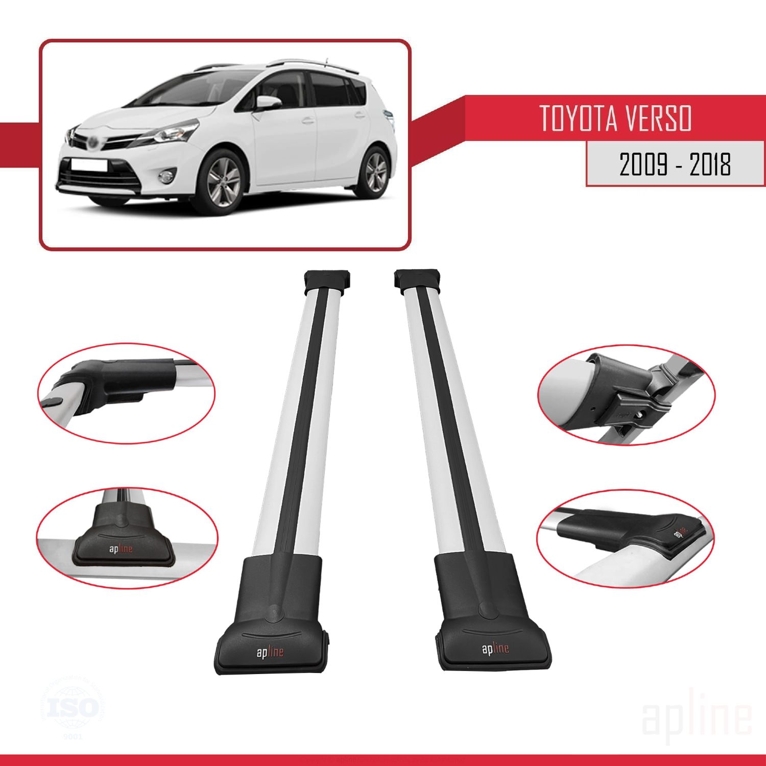 Toyota Verso (AR20) 2009-2018 Arası ile Uyumlu FLY Model Ara Atkı Tavan Barı Gri 2 Adet - Görsel 3