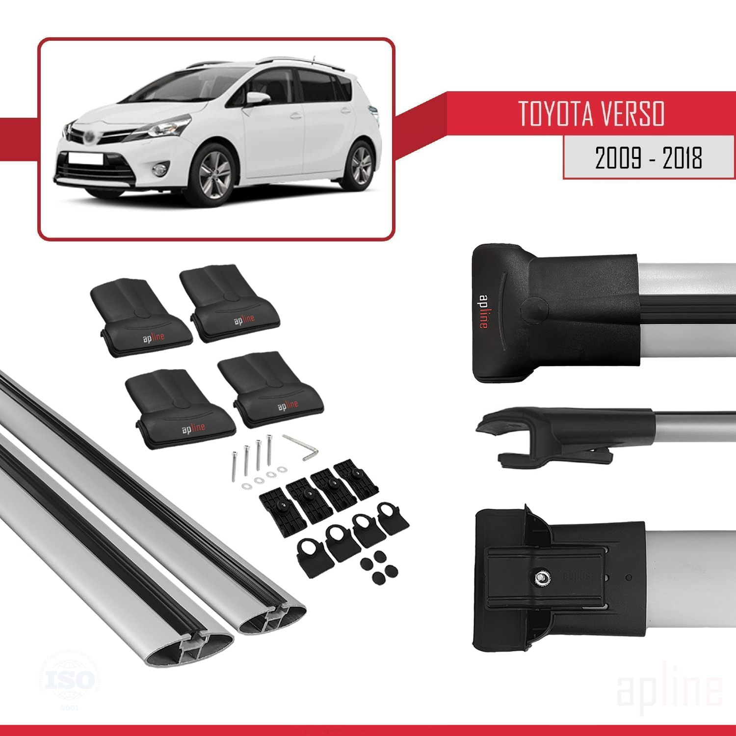 Toyota Verso (AR20) 2009-2018 Arası ile Uyumlu FLY Model Ara Atkı Tavan Barı Gri 2 Adet - Görsel 4