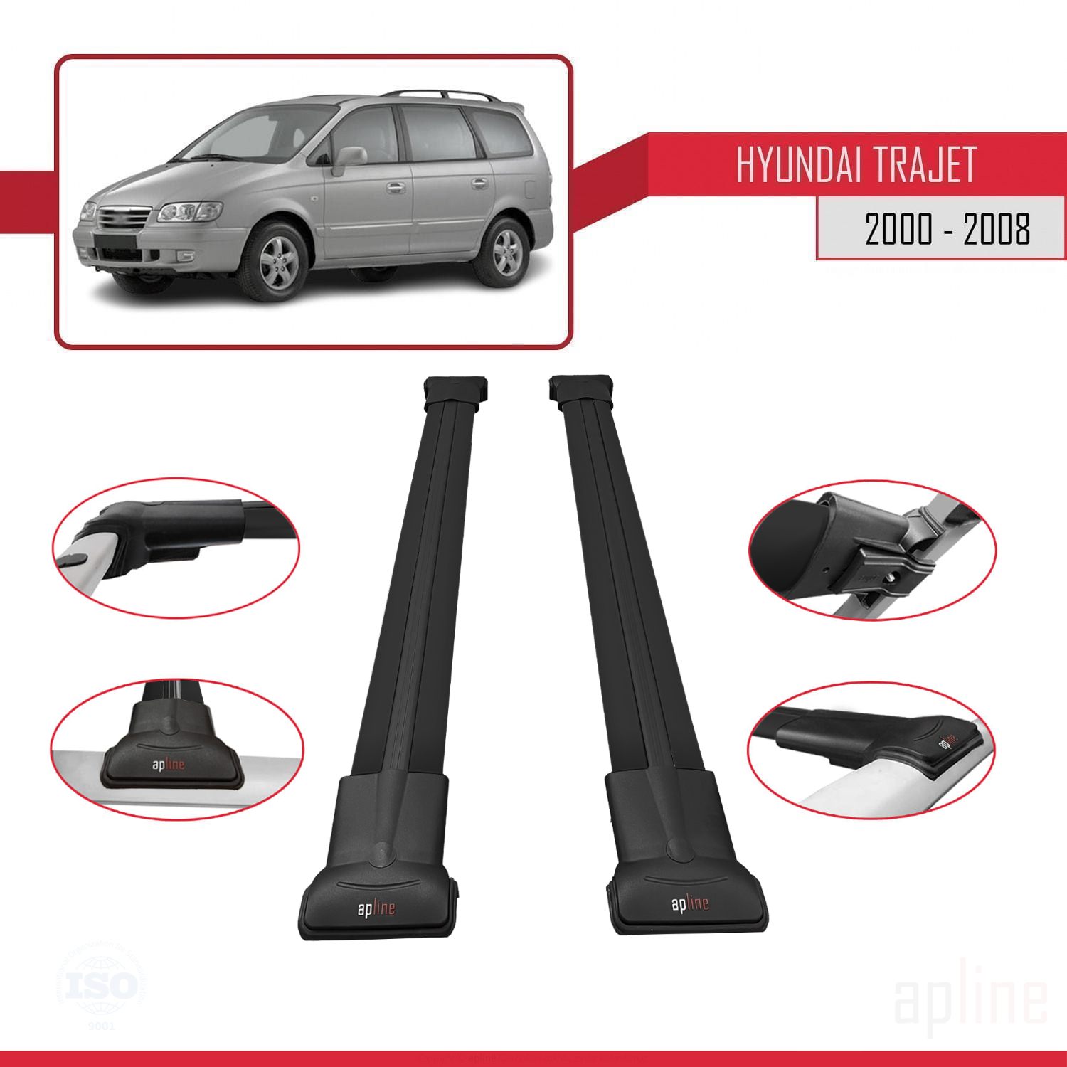Hyundai Trajet (FO) 1999-2008 Arası ile Uyumlu FLY Model Ara Atkı Tavan Barı Siyah 2 Adet - Görsel 3