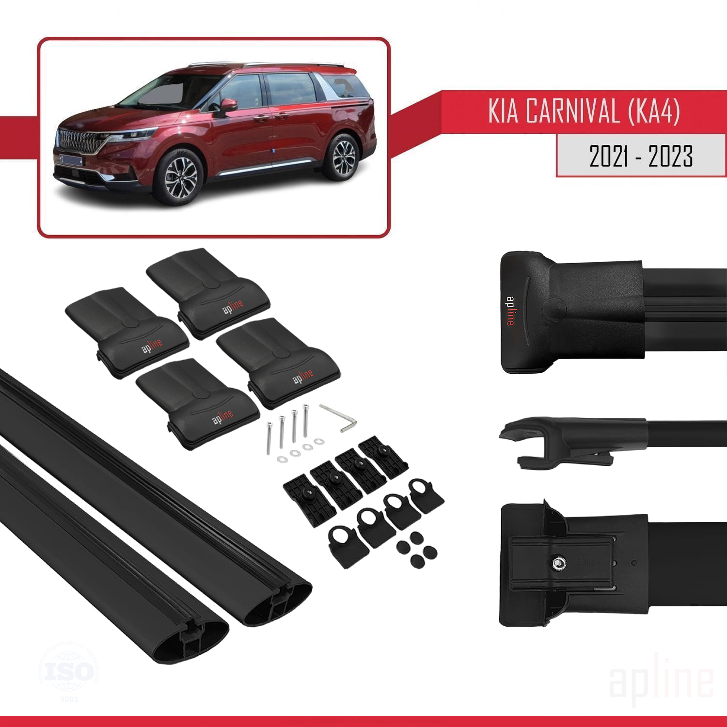Kia Carnival 4 (KA4) 2021-2023 Arası ile Uyumlu FLY Model Ara Atkı Tavan Barı Siyah 2 Adet - Görsel 4