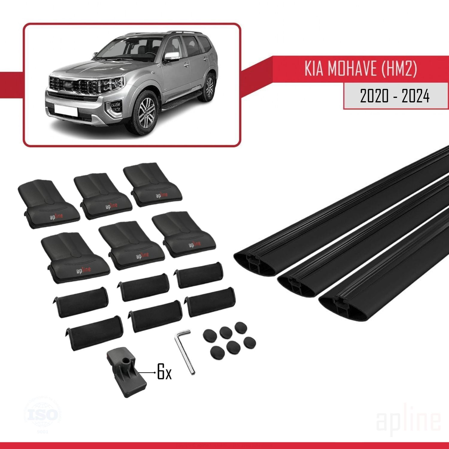 Kia Mohave 2 (HM2) 2020-2024 Arası ile Uyumlu FLY Model Ara Atkı Tavan Barı Siyah 3 Adet - Görsel 4
