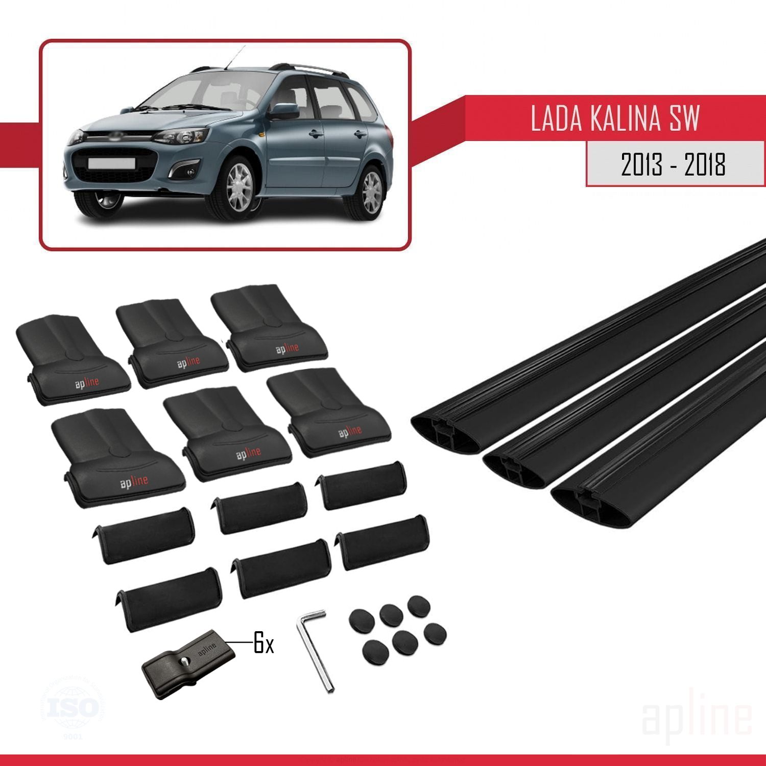 Lada Kalina 2 SW 2013-2018 Arası ile Uyumlu FLY Model Ara Atkı Tavan Barı Siyah 3 Adet - Görsel 4