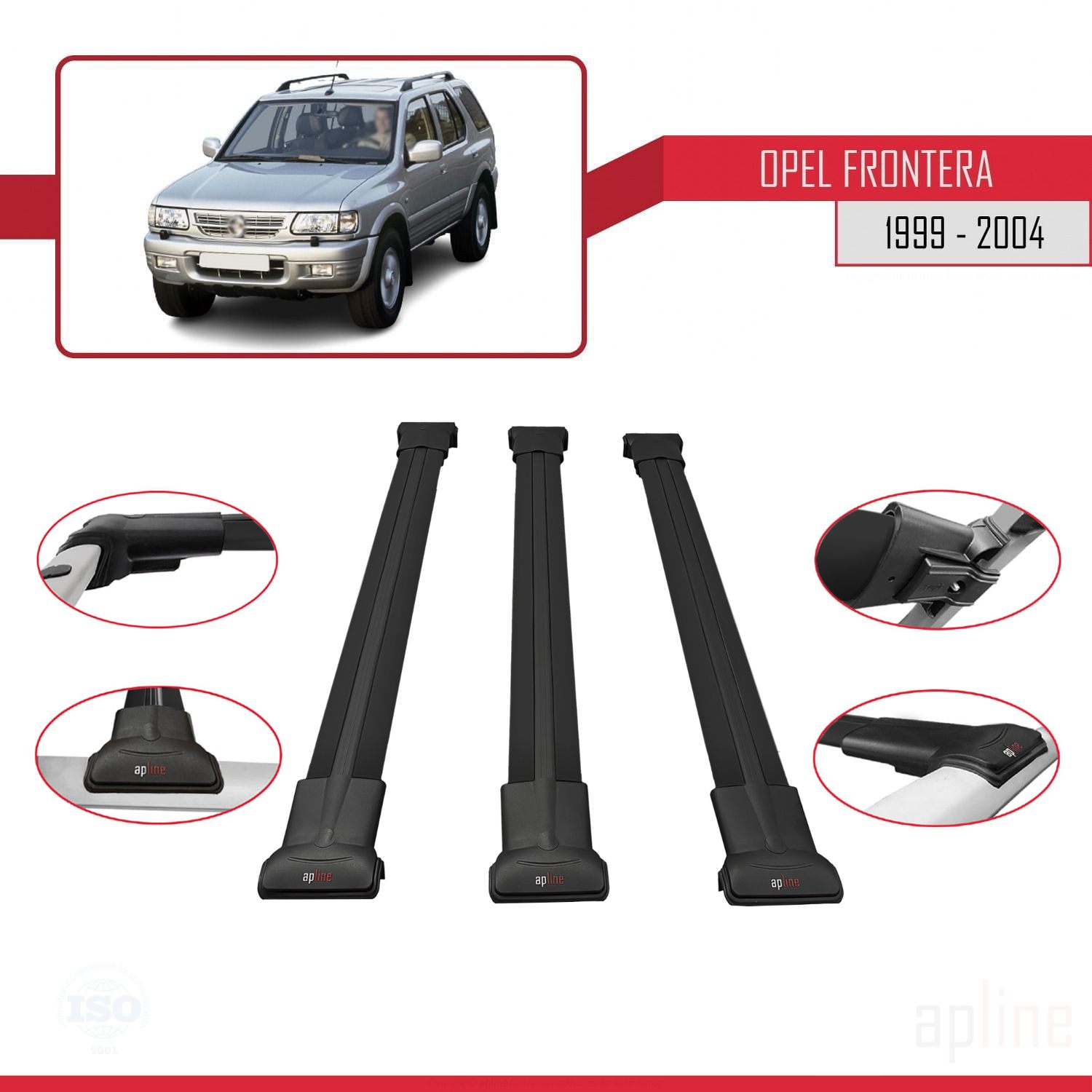 Opel Frontera 2 1999-2004 Arası ile Uyumlu FLY Model Ara Atkı Tavan Barı Siyah 3 Adet - Görsel 3
