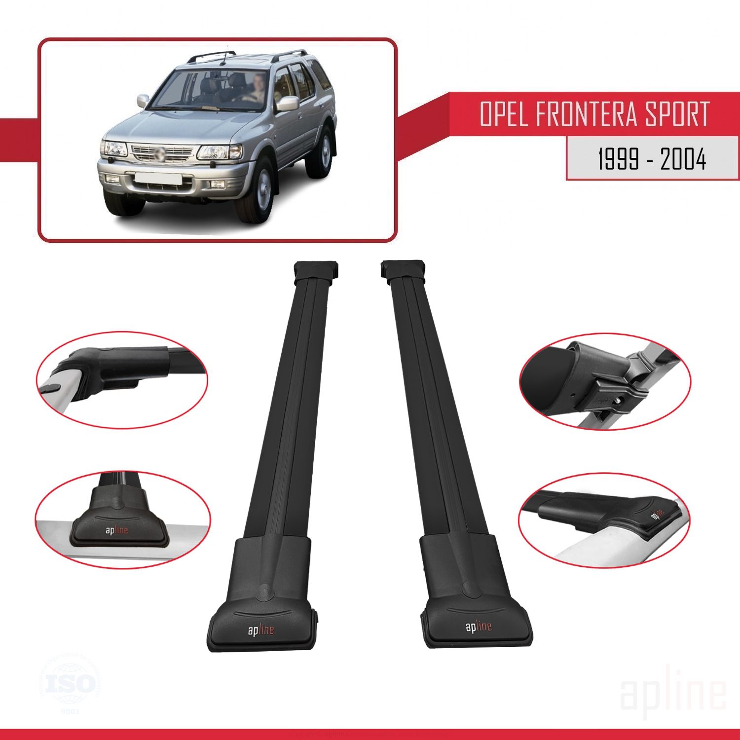 Opel Frontera Sport 2 1999-2004 Arası ile Uyumlu FLY Model Ara Atkı Tavan Barı Siyah 2 Adet - Görsel 3