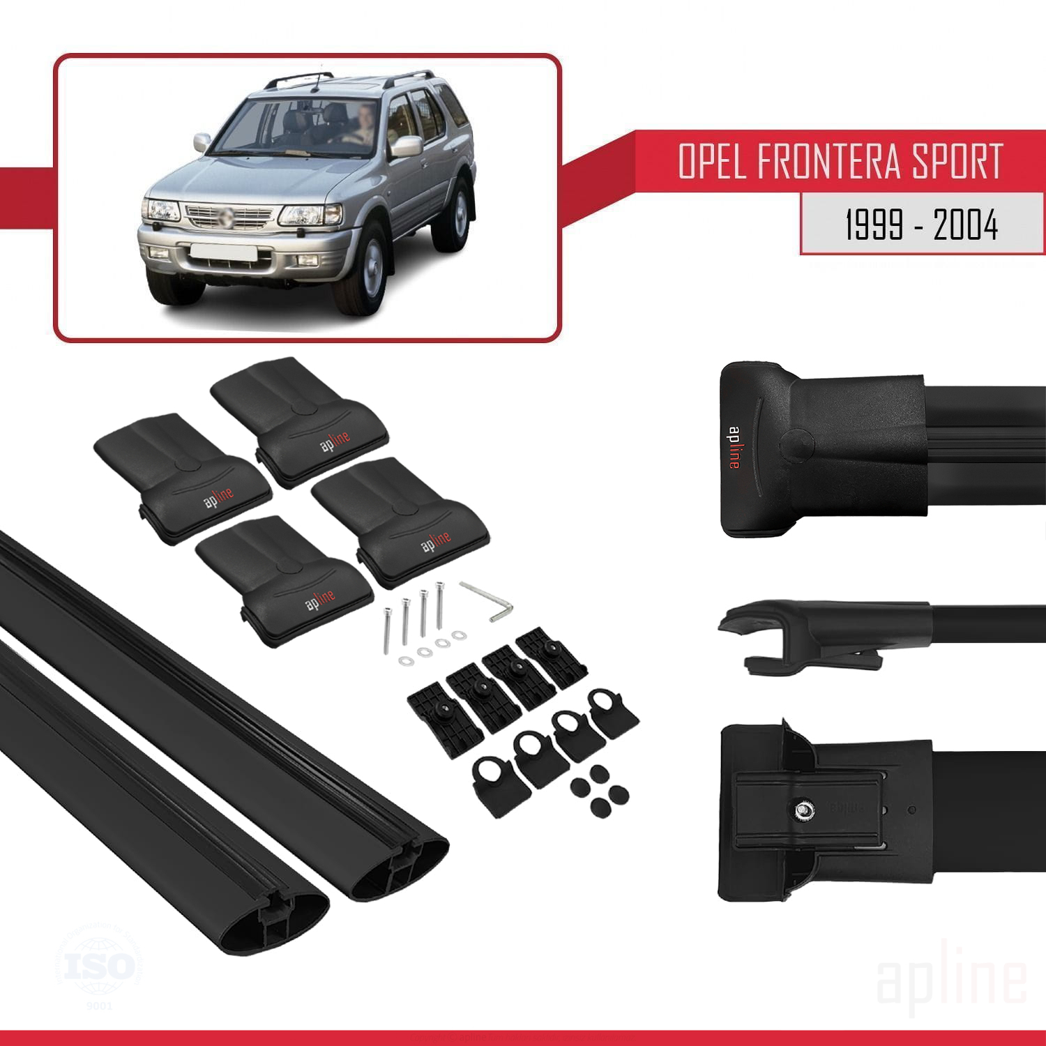 Opel Frontera Sport 2 1999-2004 Arası ile Uyumlu FLY Model Ara Atkı Tavan Barı Siyah 2 Adet - Görsel 4