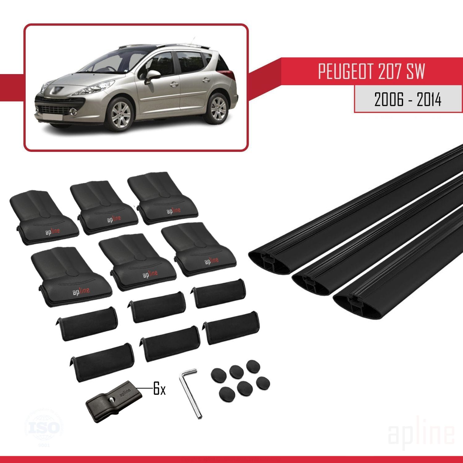 Peugeot 207 SW 2006-2014 Arası ile Uyumlu FLY Model Ara Atkı Tavan Barı Siyah 3 Adet - Görsel 4