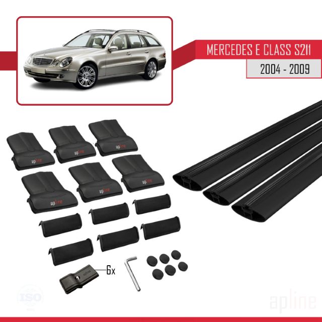 Mercedes E Class 3 (S211) 2003-2009 Arası ile Uyumlu FLY Model Ara Atkı Tavan Barı Siyah 3 Adet - Görsel 4