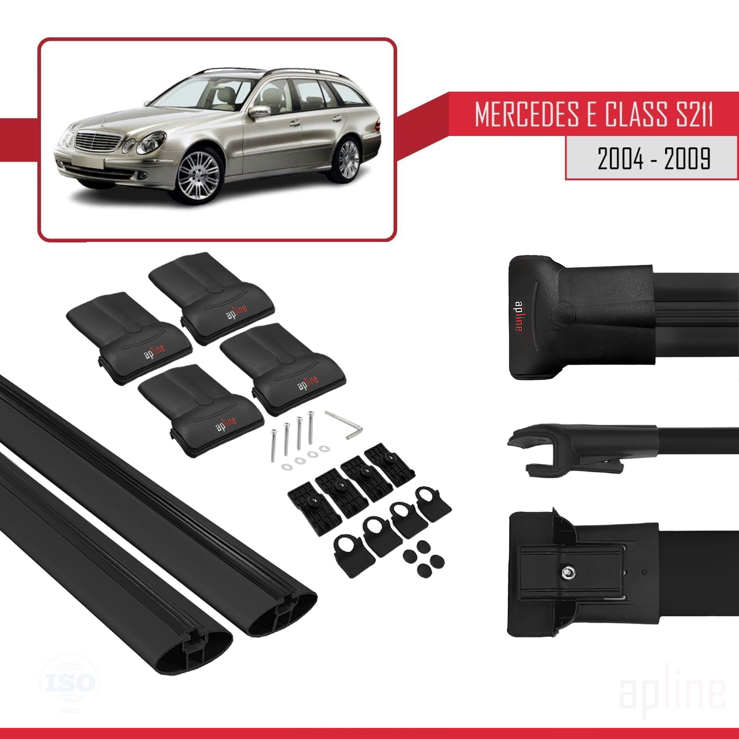 Mercedes E Class 3 (S211) 2003-2009 Arası ile Uyumlu FLY Model Ara Atkı Tavan Barı Siyah 2 Adet - Görsel 4