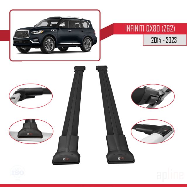 Infiniti QX80 (Z62) 2014-2024 Arası ile Uyumlu FLY Model Ara Atkı Tavan Barı Siyah 2 Adet - Görsel 3