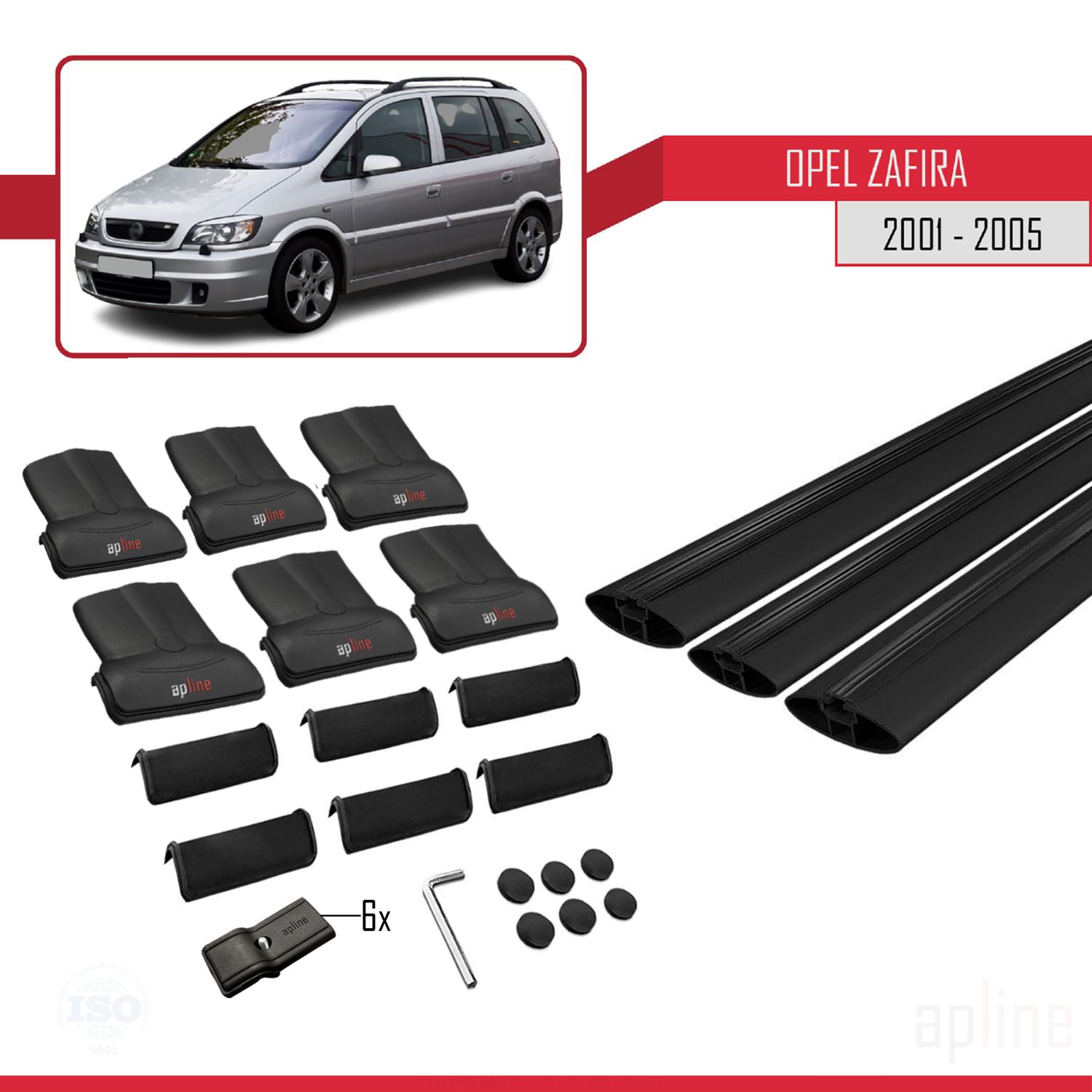 Opel Zafira A (T98) 2000-2005 Arası ile Uyumlu FLY Model Ara Atkı Tavan Barı Siyah 3 Adet - Görsel 4