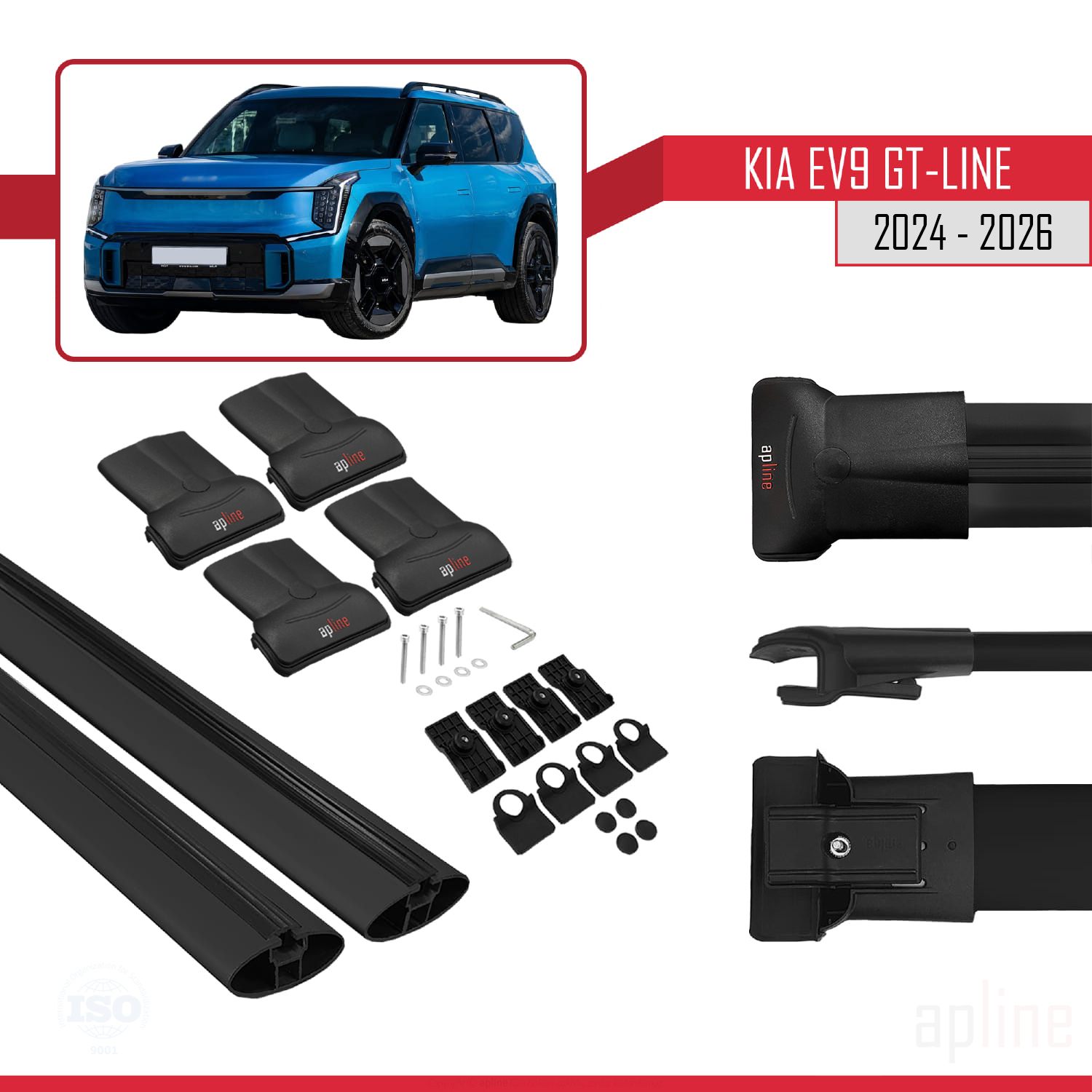 Kia EV9 GT-LINE (MV) 2023-2026 Arası ile Uyumlu FLY Model Ara Atkı Tavan Barı Siyah 2 Adet - Görsel 4