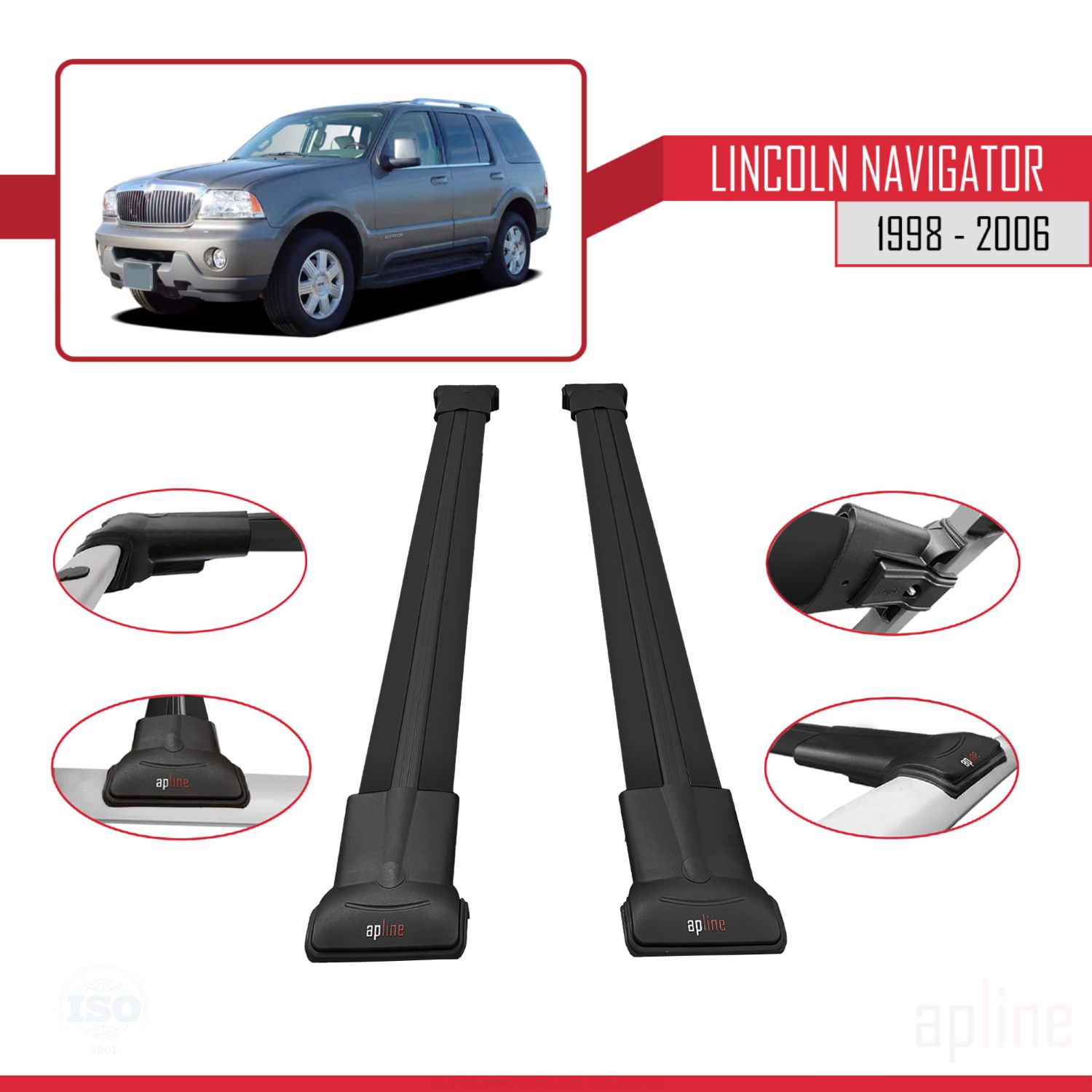 Lincoln Navigator (U228) 2003-2006 Arası ile Uyumlu FLY Model Ara Atkı Tavan Barı Siyah 2 Adet - Görsel 3