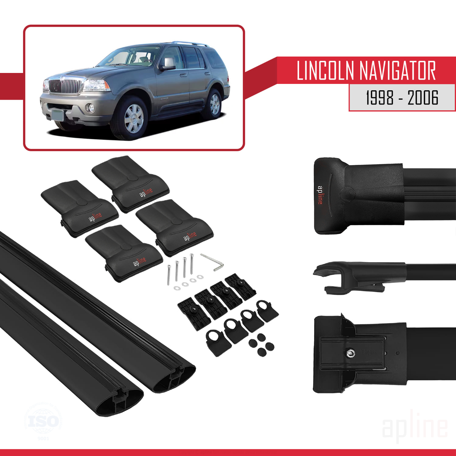 Lincoln Navigator (U228) 2003-2006 Arası ile Uyumlu FLY Model Ara Atkı Tavan Barı Siyah 2 Adet - Görsel 4