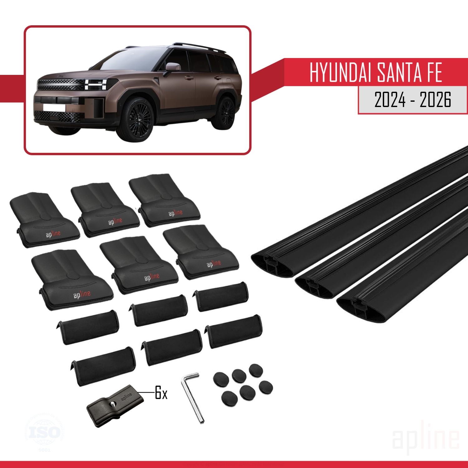 Hyundai Santa Fe (MX5) 2024-2026 Arası ile Uyumlu FLY Model Ara Atkı Tavan Barı Siyah 3 Adet - Görsel 4