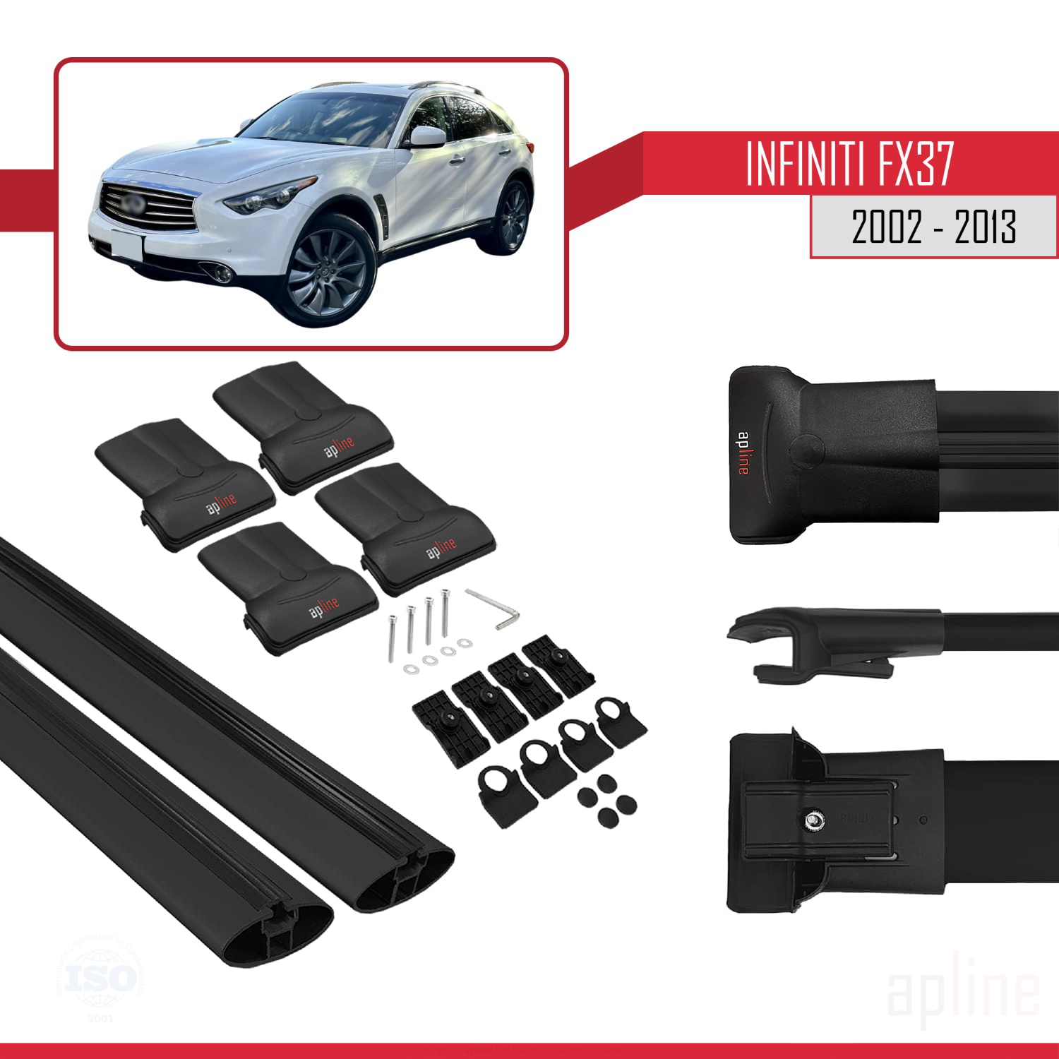 Infiniti FX37 2009-2013 Arası ile Uyumlu FLY Model Ara Atkı Tavan Barı Siyah 2 Adet - Görsel 4