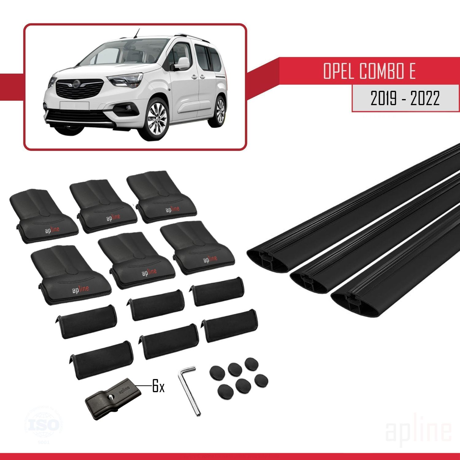 Opel Combo E (K9) 2019-2022 Arası ile Uyumlu FLY Model Ara Atkı Tavan Barı Siyah 3 Adet - Görsel 4